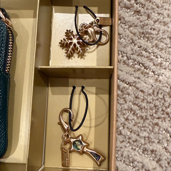 Coach Forest Green Wristlet and Charm Set - Picture 3 of 5